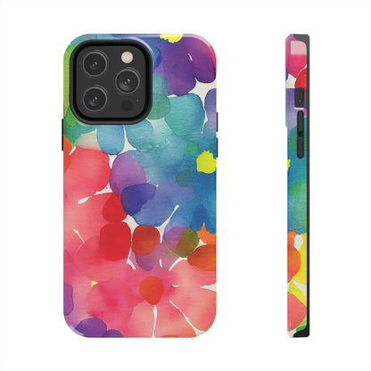 Rainbow Bloom Watercolor iPhone Case – Slim Design, Glossy Finish