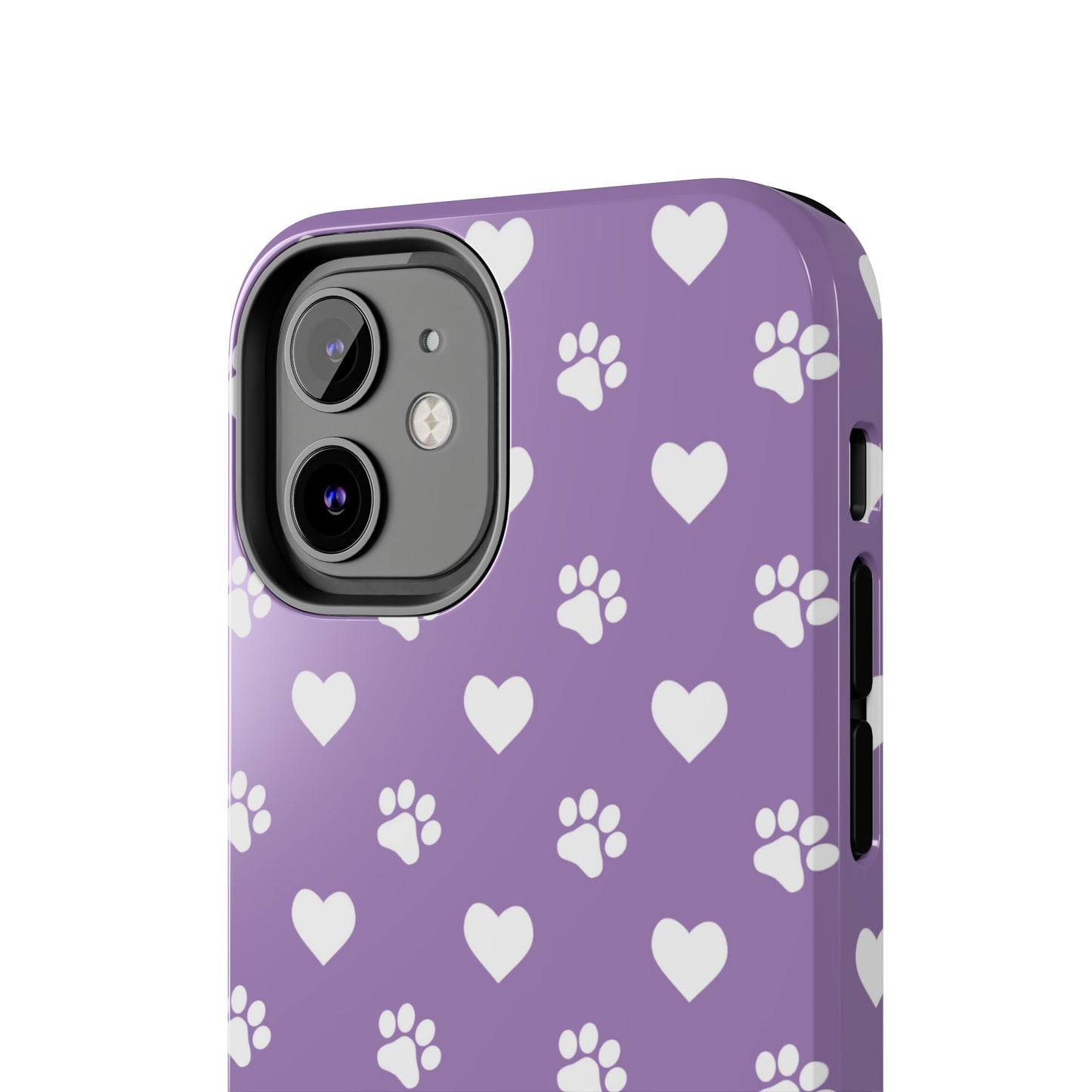 Lavender Paw Prints & Hearts Design - Adorable Pet Lover iPhone Case