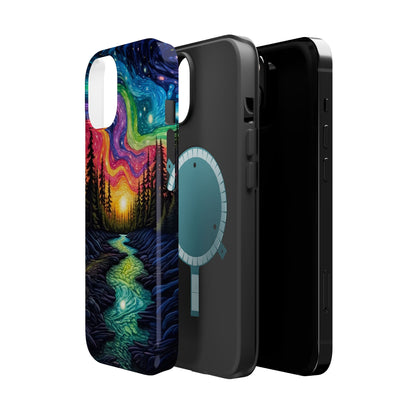 Celestial Nightscape MagSafe iPhone Case – Vibrant River and Starry Sky Design