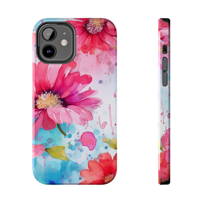 Vibrant Watercolor Red & Pink Floral - iPhone Case