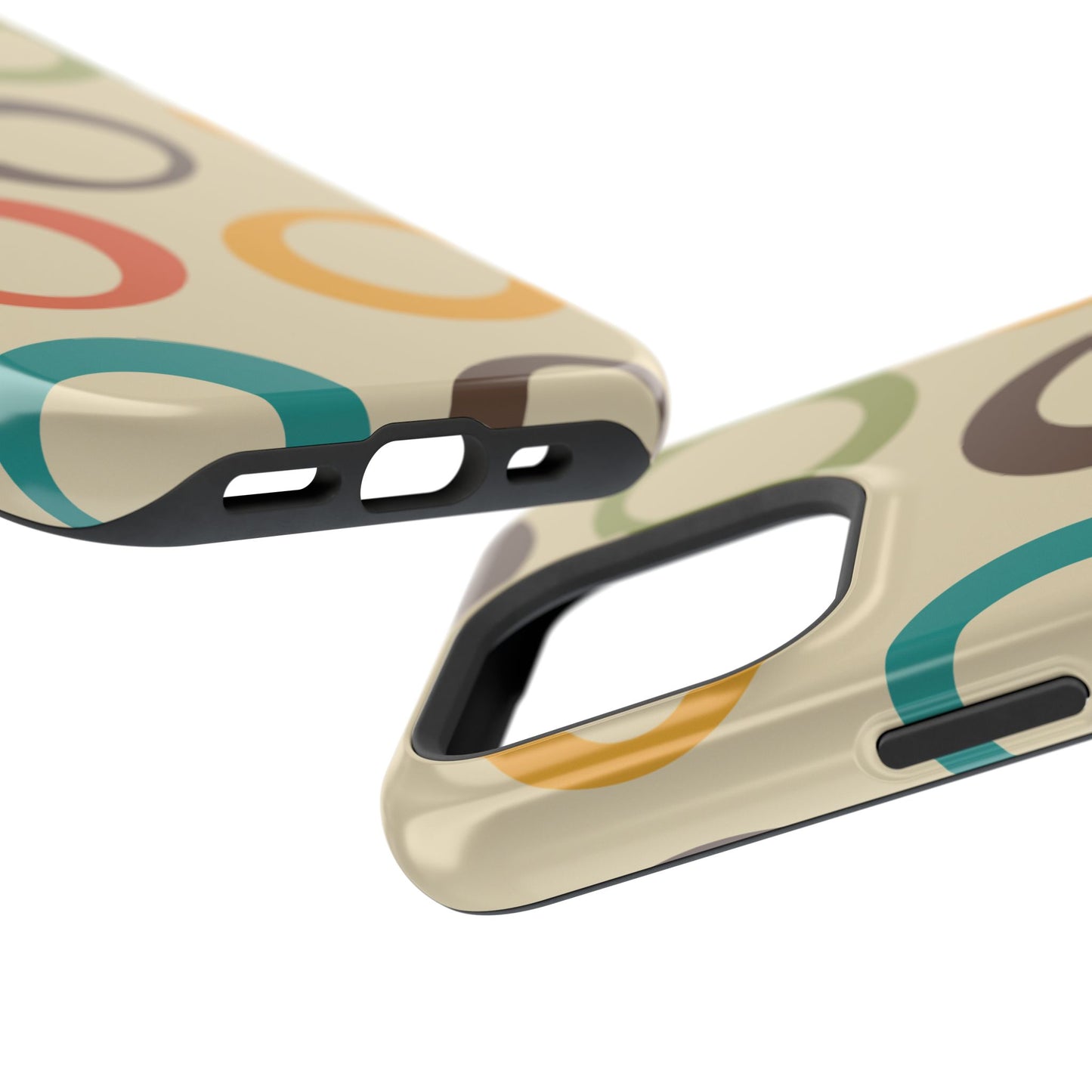 Retro Colorful Rings MagSafe iPhone Case – Shockproof, Matte Finish, Dual-Layer Protection