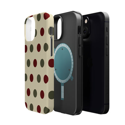 Red & Green Polka Dots on Cream – MagSafe iPhone Case