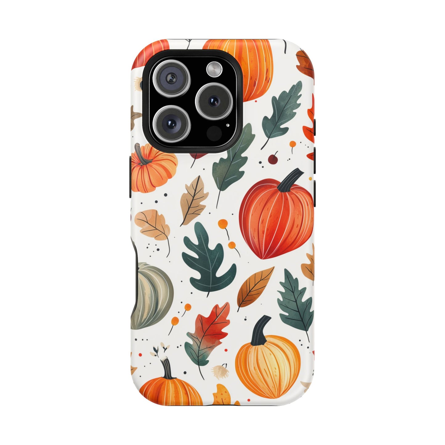 Autumn Harvest MagSafe iPhone Case - Pumpkin and Fall Leaf Design