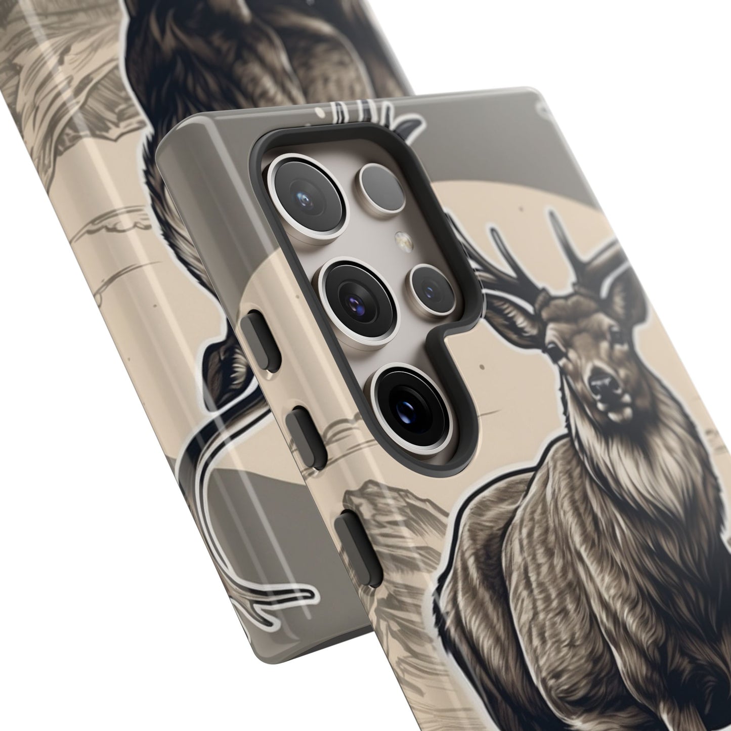 Monochrome Majesty – Regal Stag Samsung Galaxy Phone Case