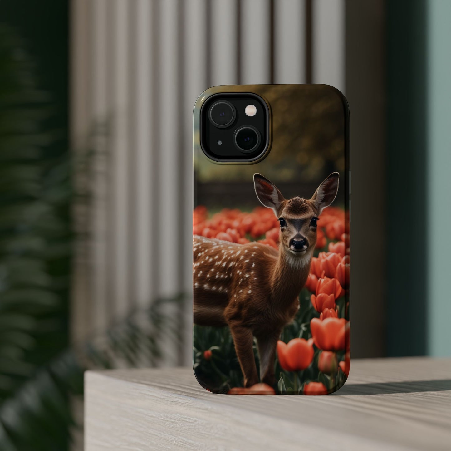 Fawn Among Tulips MagSafe iPhone Case