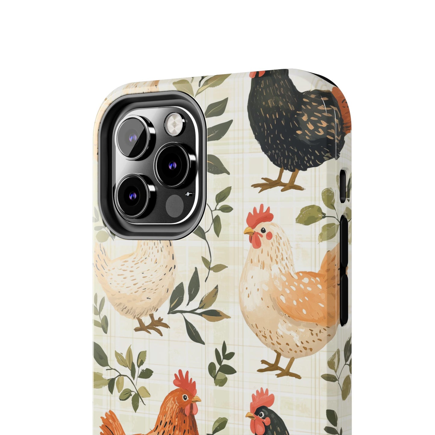 iPhone Case: Vintage Chicken Farmhouse Case – Rustic Leaves Design