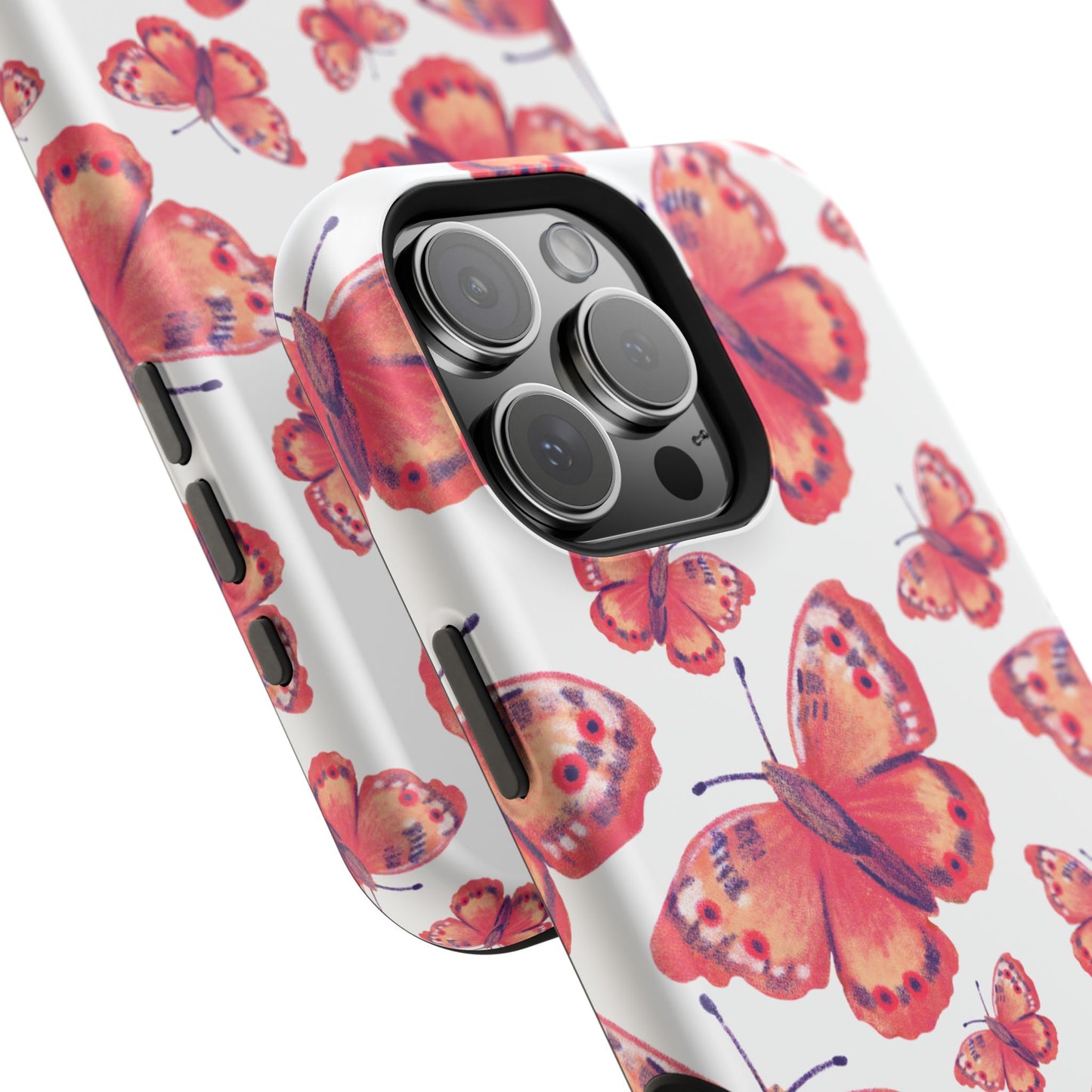 Coral Butterfly MagSafe iPhone Case – Slim, Protective Design with Bold Watercolor Print