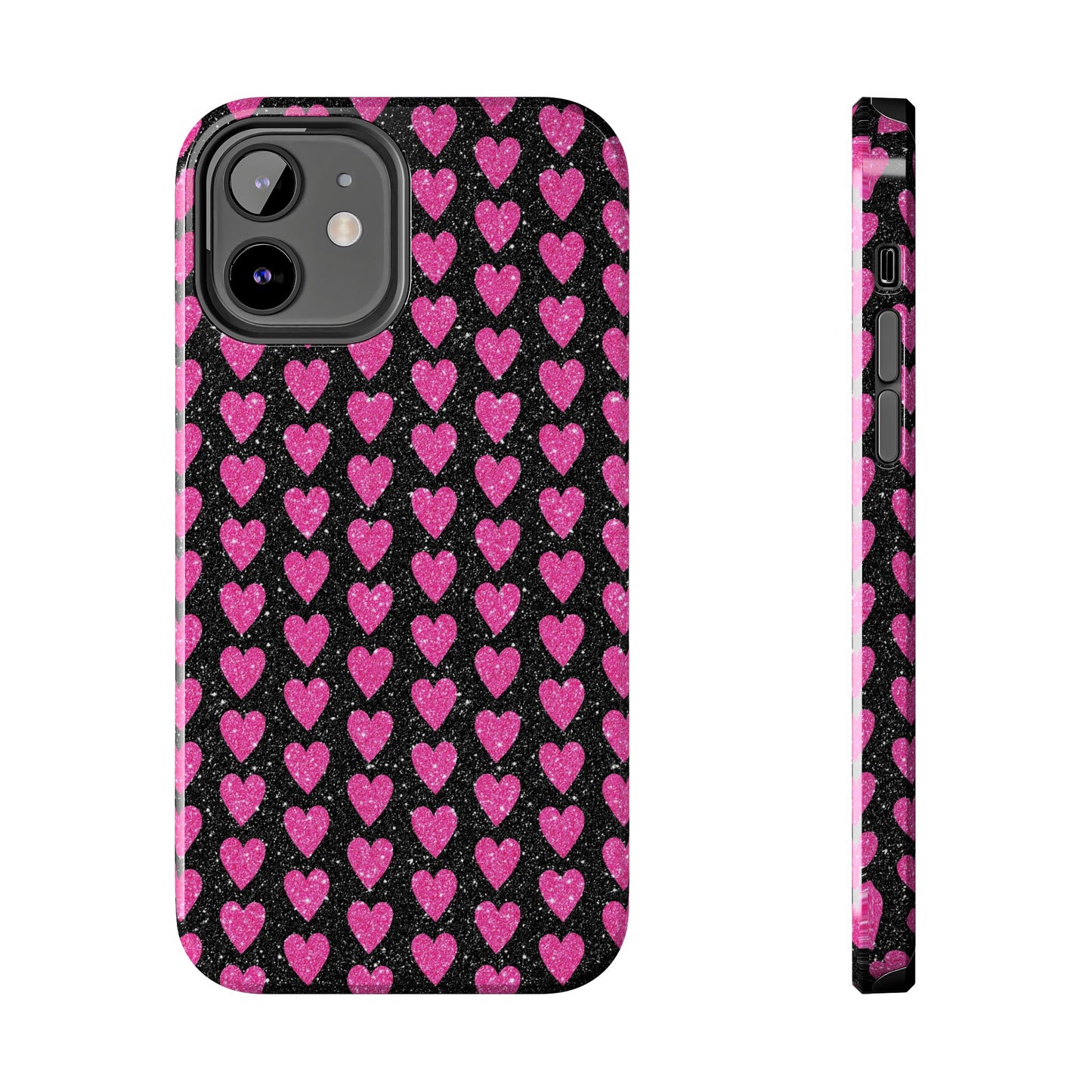 Glitter Pink Hearts iPhone Case