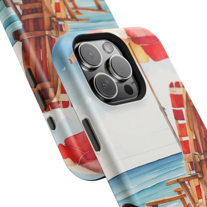 Beach Bliss MagSafe iPhone Series Case – Relaxing Seaside Chair and Umbrella Design