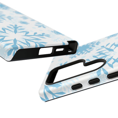 Frosty Blue Snowflakes Samsung Galaxy Case – Shockproof, Smooth Matte Finish, Dual-Layer Design