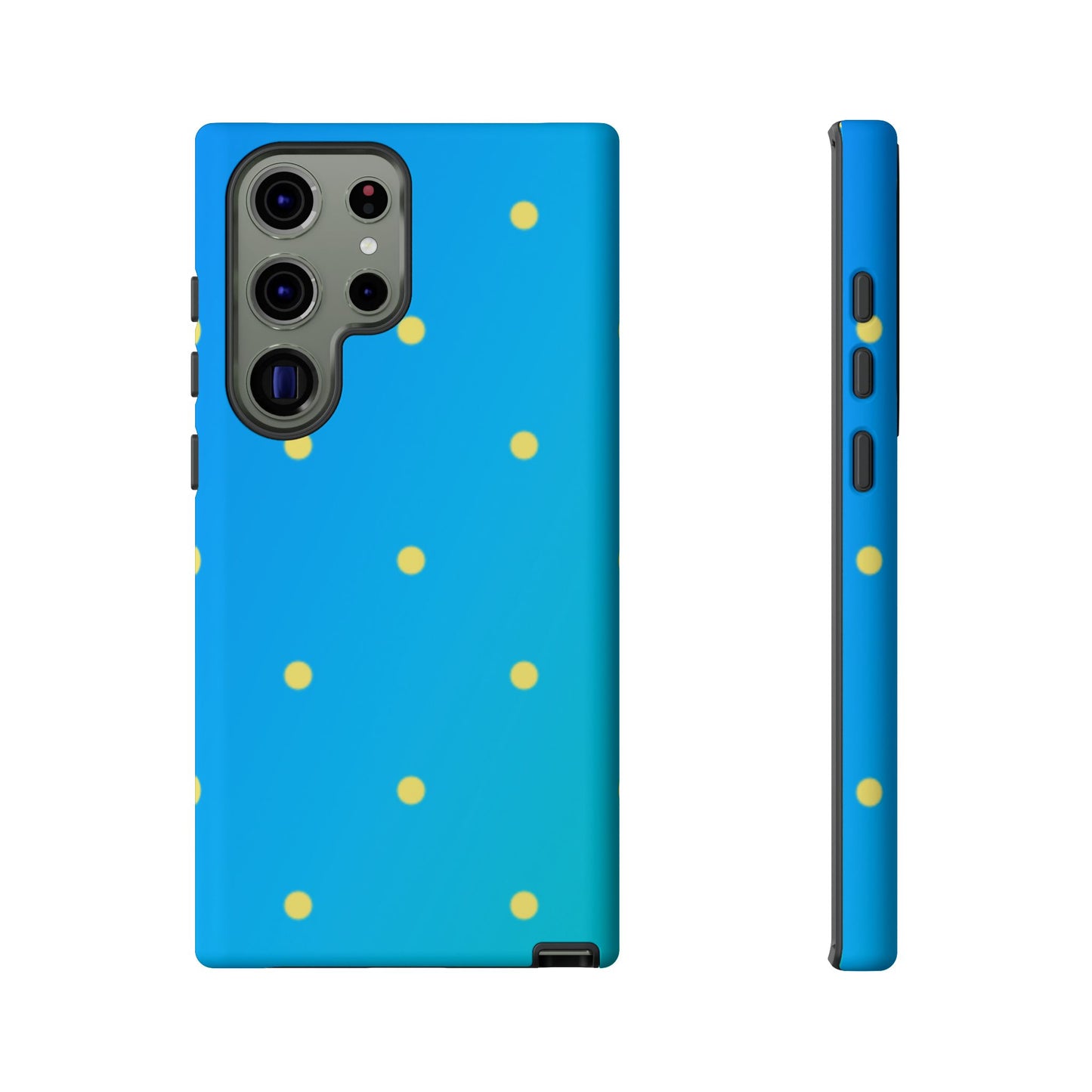 Blue Ocean Gradient Polka Dots Samsung Galaxy Case – Shockproof, Smooth Matte Finish, Dual-Layer Design