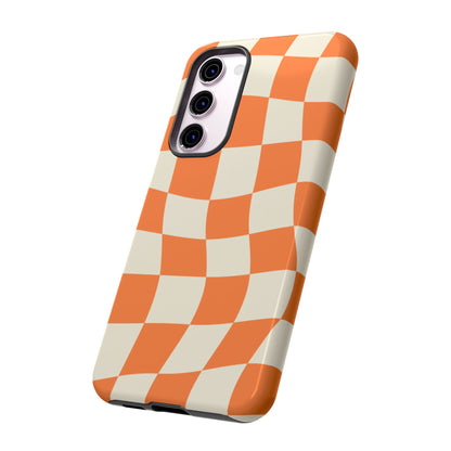 Wavy Retro Checkerboard Samsung Galaxy Case – Shockproof, Matte Finish, Dual-Layer Protection