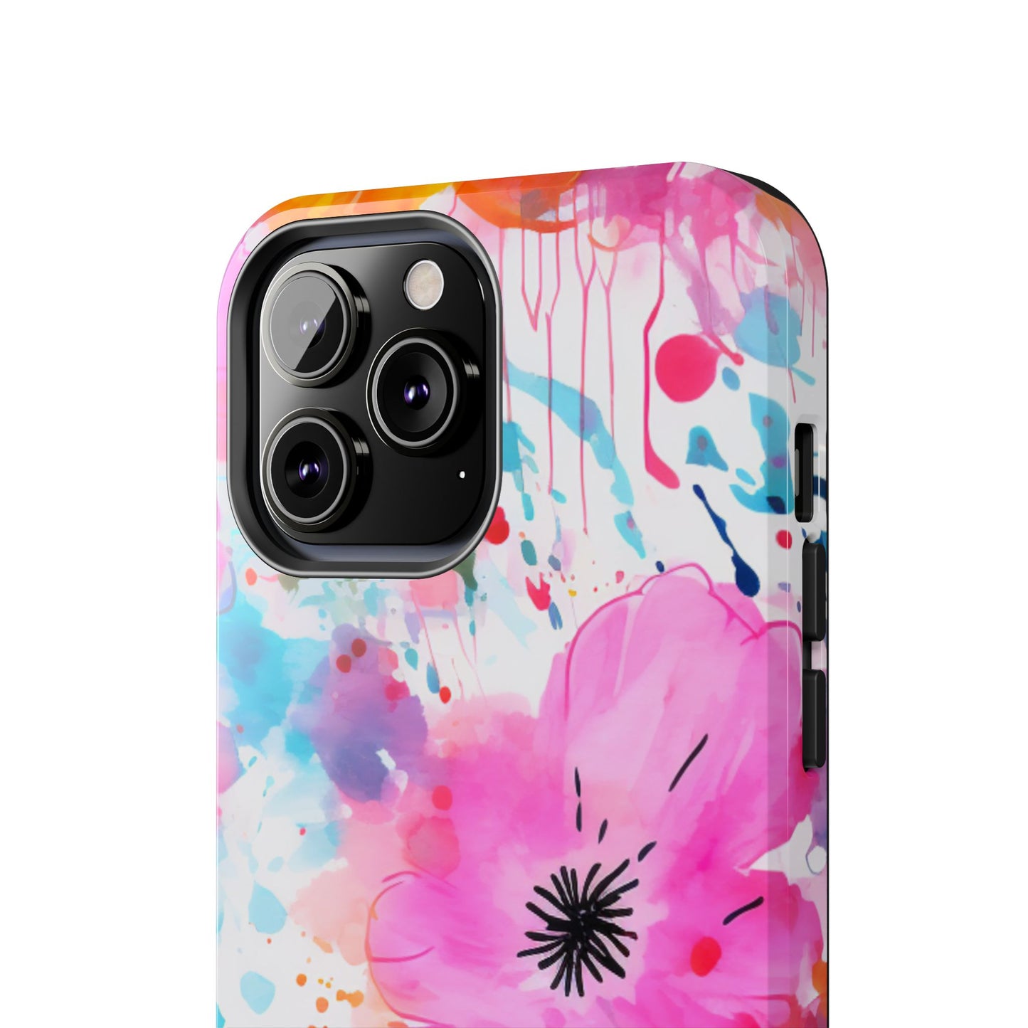 Color Splash Pink & Orange Watercolor Floral - iPhone Case