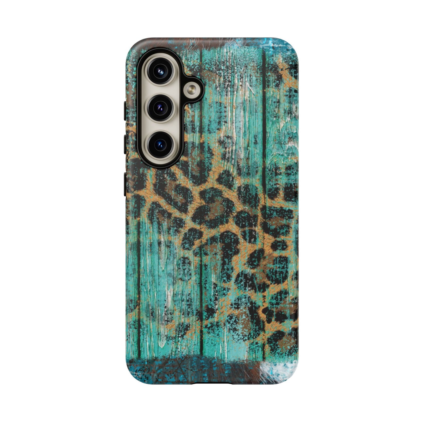 Turquoise Rustic Leopard Wood - Samsung Galaxy Series Case