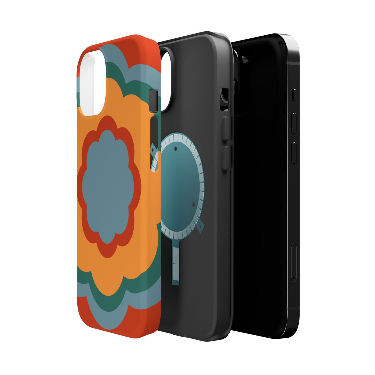 Retro Flower Power MagSafe iPhone Case – Bold 70s-Inspired Design with Dual-Layer Protection