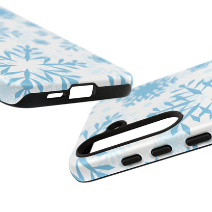 Frosty Blue Snowflakes Samsung Galaxy Case – Shockproof, Smooth Matte Finish, Dual-Layer Design