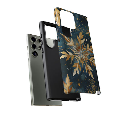 Gold Floral Snowflakes on Midnight Blue - Samsung Galaxy Series Case