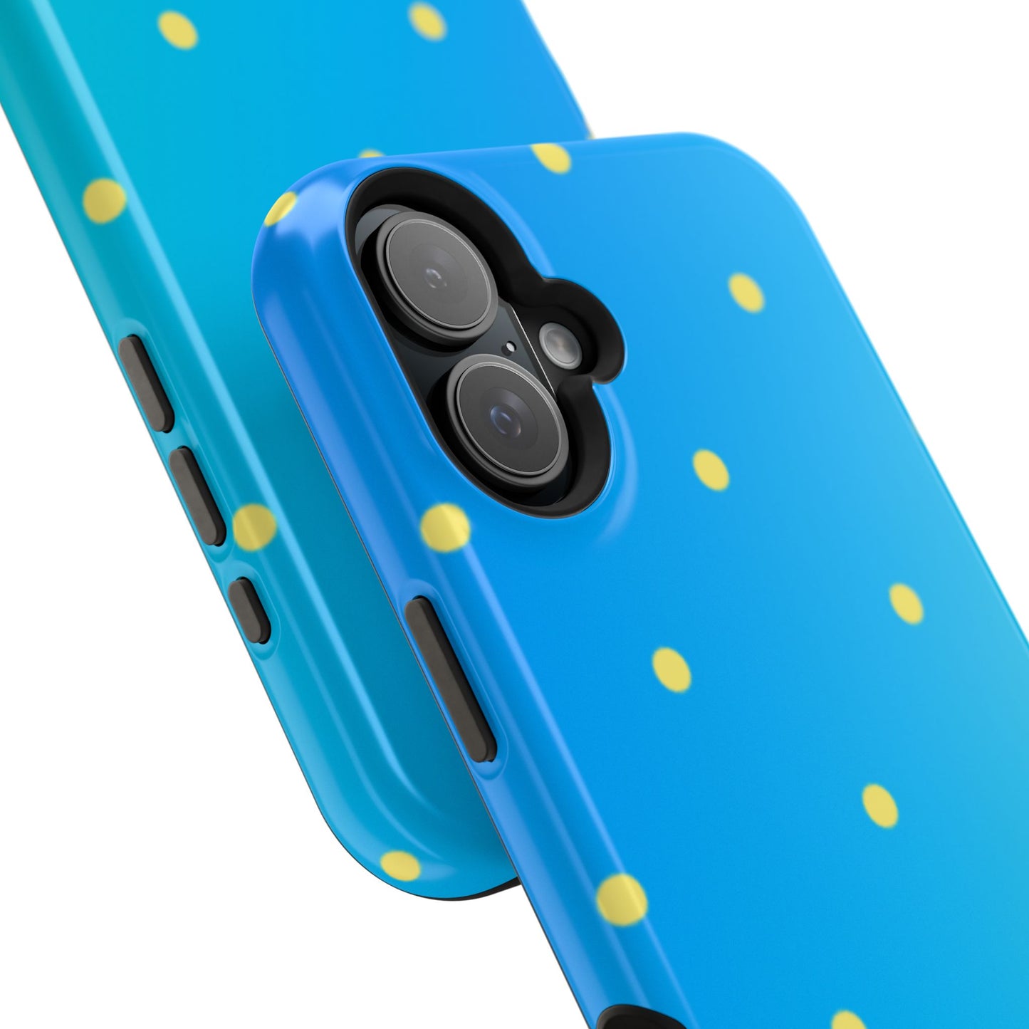 Blue Ocean Gradient Polka Dots MagSafe iPhone Case – Shockproof, Smooth Matte Finish, Dual-Layer Design