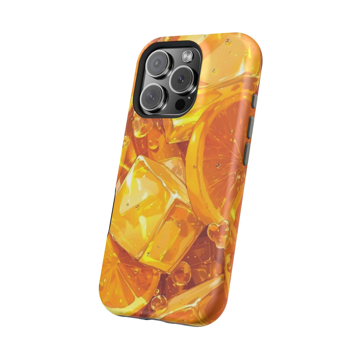 Citrus Splash MagSafe iPhone Case – Bright Orange Slices & Ice, Dual-Layer Protection