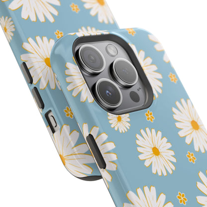 Bright Daisy MagSafe iPhone Case – Light Blue Background, Shockproof and Slim Design