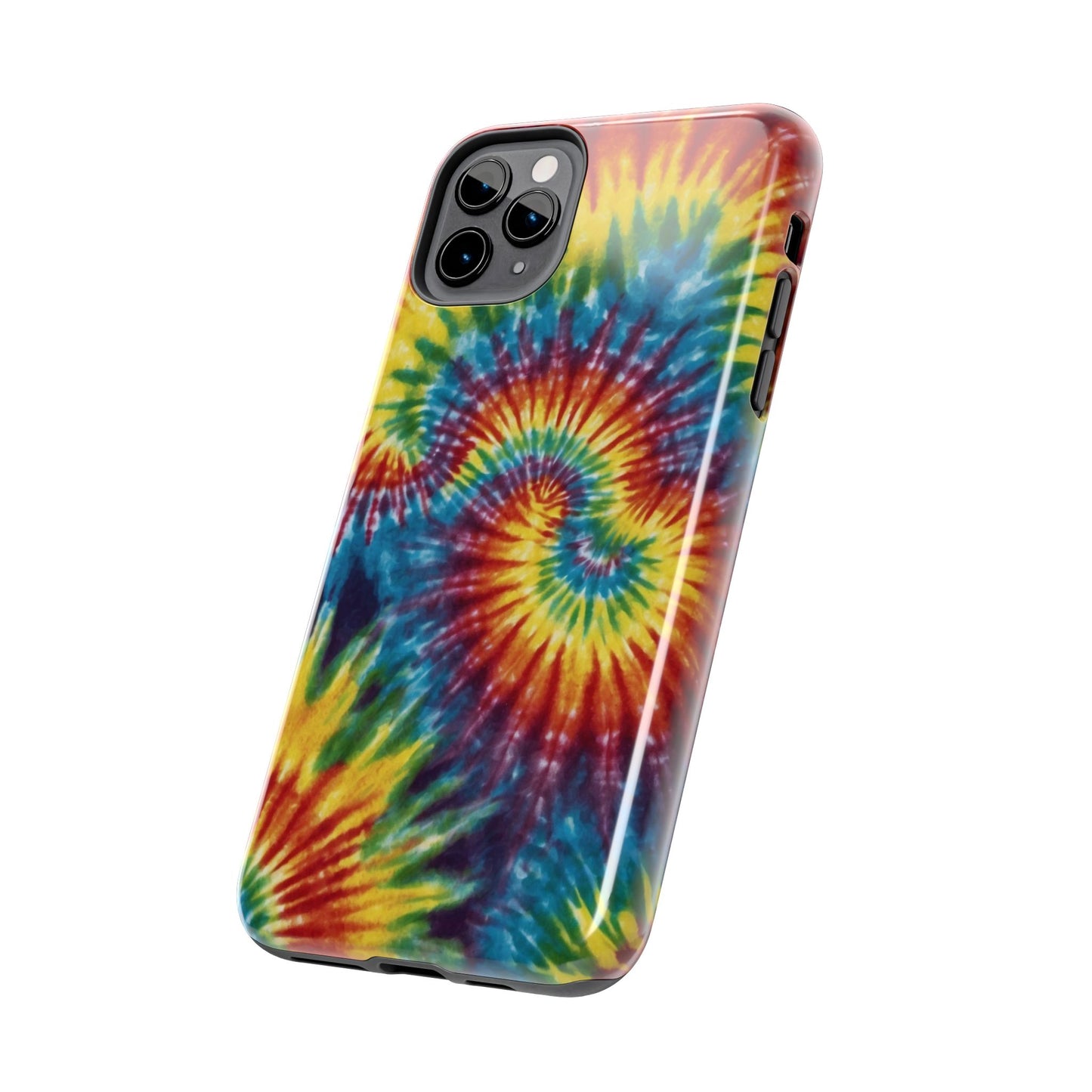 Retro Tie-Dye Swirl iPhone Case – Rainbow Spiral Design