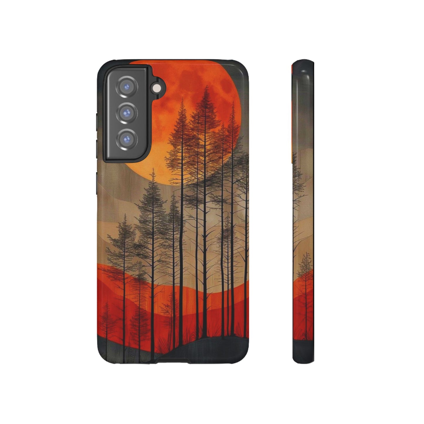 Moody Forest Moonrise Samsung Galaxy Case – Dark Landscape Design, Dual-Layer Protection