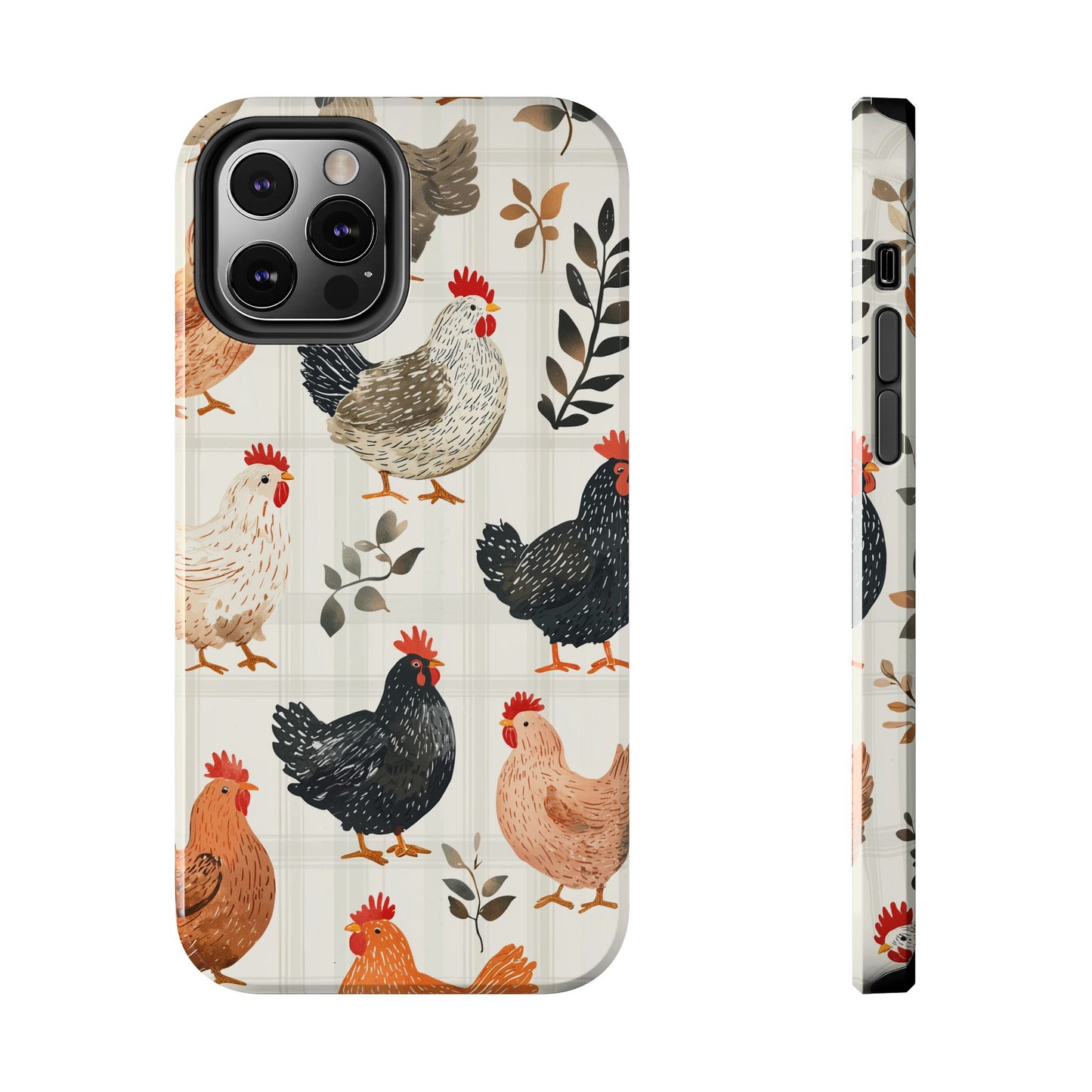 iPhone Case: Vintage Chicken & Leaves – Farmhouse Style Case