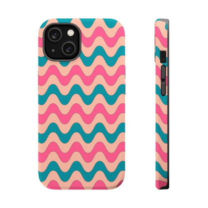 Retro Waves Pattern MagSafe iPhone Case – Shockproof Design with Dual-Layer Protection