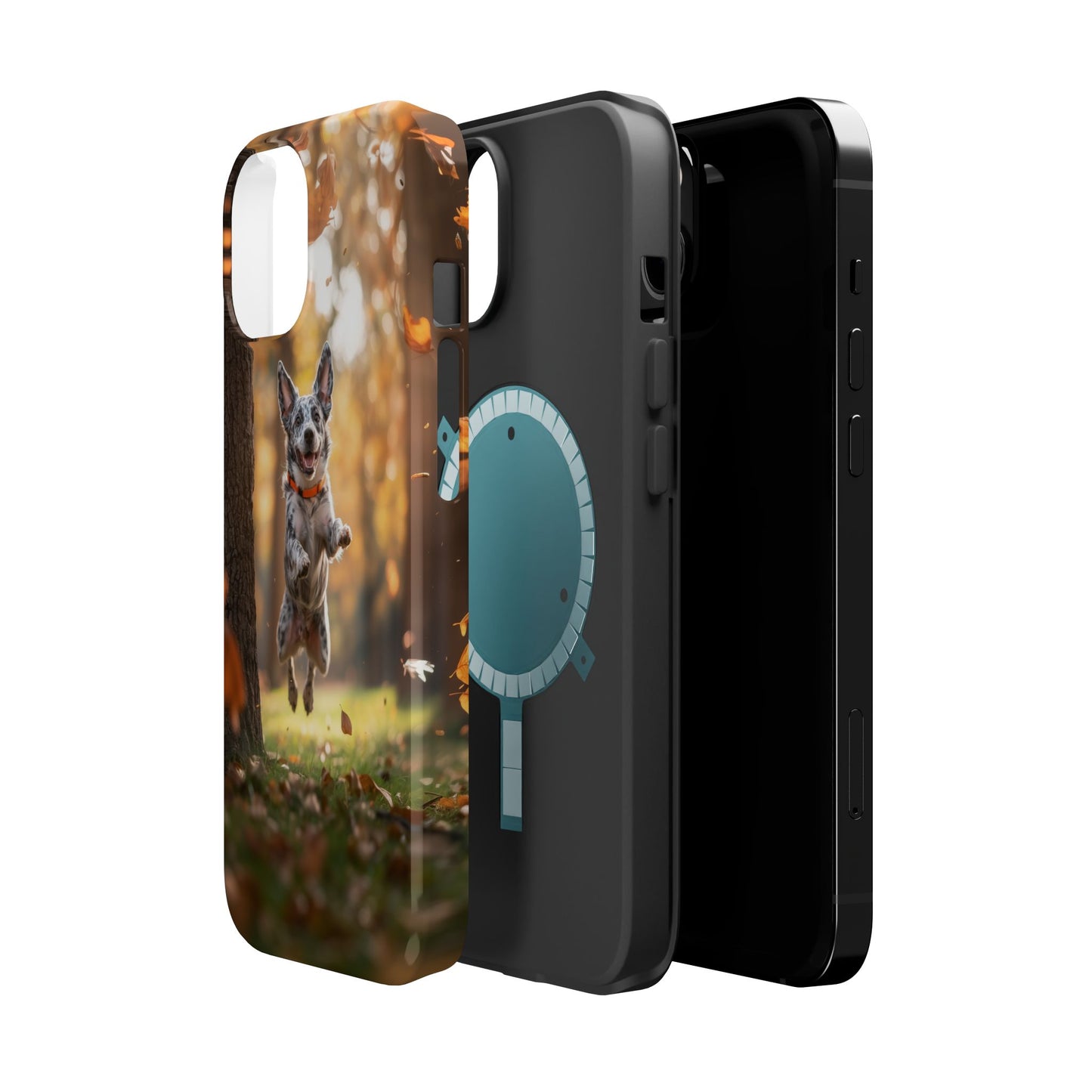 Energetic Blue Heeler Forest Pup MagSafe iPhone Case – Durable Outdoor-Inspired Design