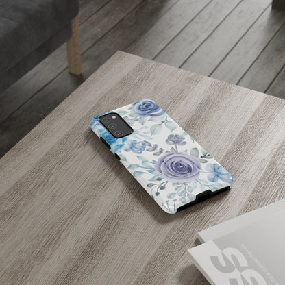 Elegant Blue & Violet Roses Samsung Galaxy Case – Artistic Floral Design for Stylish Protection