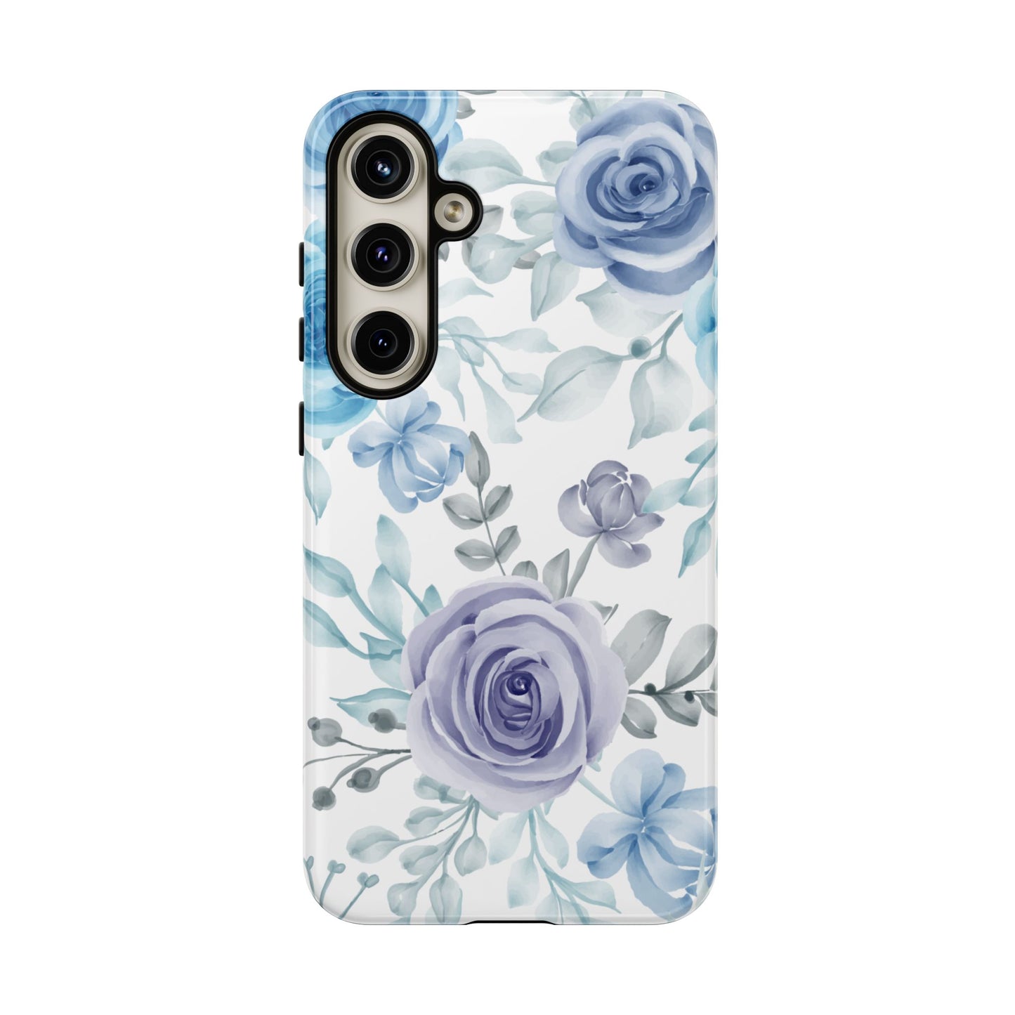 Elegant Blue & Violet Roses Samsung Galaxy Case – Artistic Floral Design for Stylish Protection