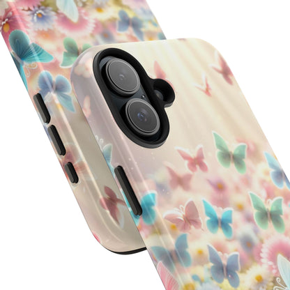 Butterfly Flower Garden - iPhone Case - Pastel Floral Protective Cover