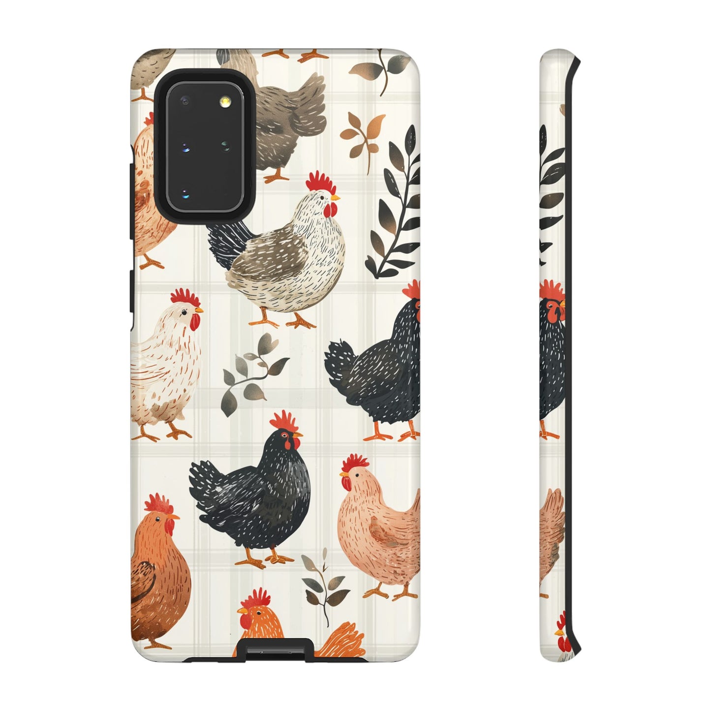 Samsung Galaxy Case: Vintage Chicken & Leaves – Farmhouse Style Case