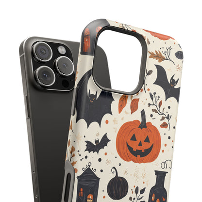 Charming Halloween MagSafe iPhone Case – Pumpkin, Bats, and Spooky Lantern Design