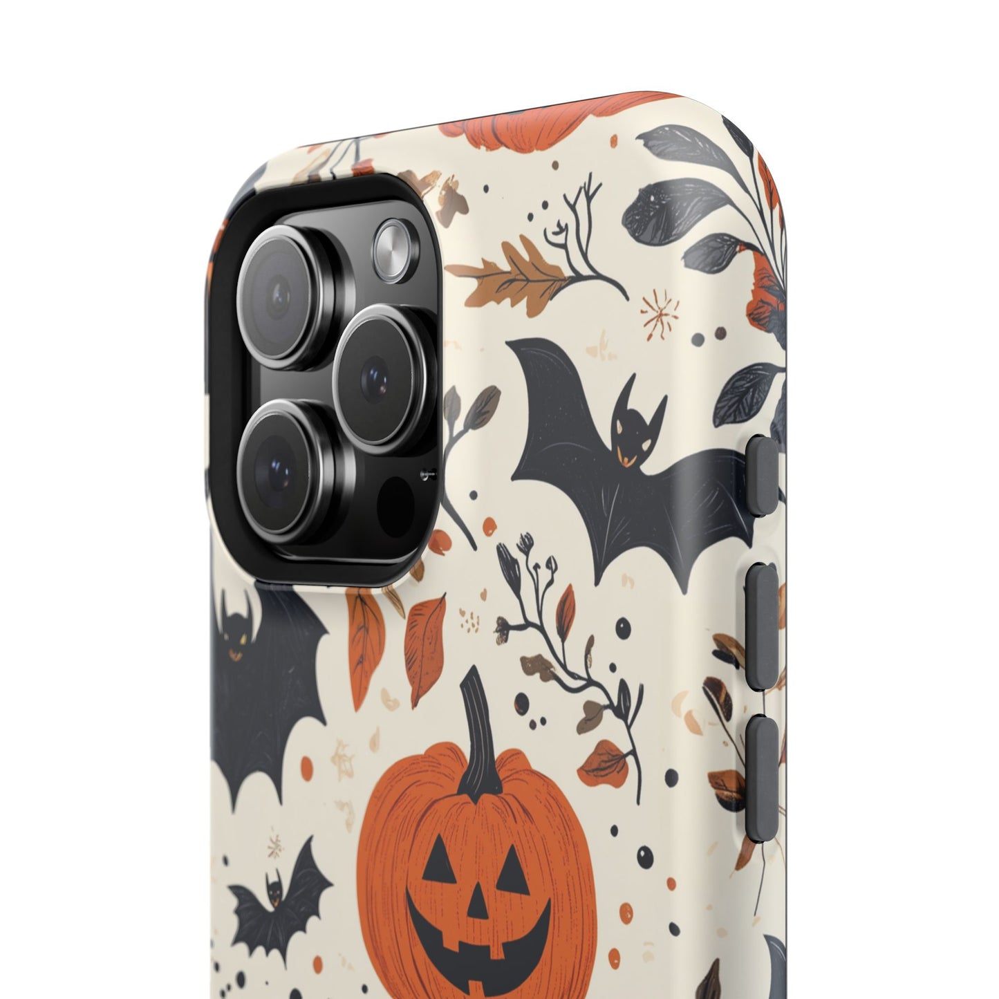 Charming Halloween MagSafe iPhone Case – Pumpkin, Bats, and Spooky Lantern Design