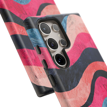 Abstract Wave Pattern Samsung Galaxy Case – Shockproof, Matte Finish, Dual-Layer Protection