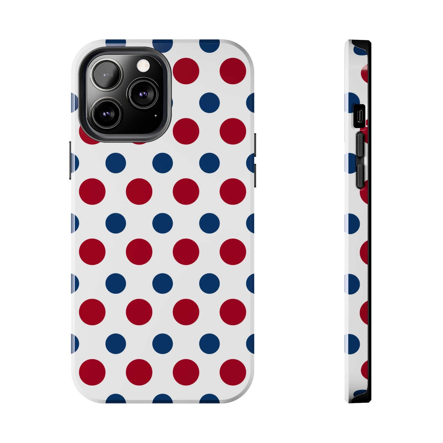 Patriotic Navy, White, and Red Polka Dot iPhone Case