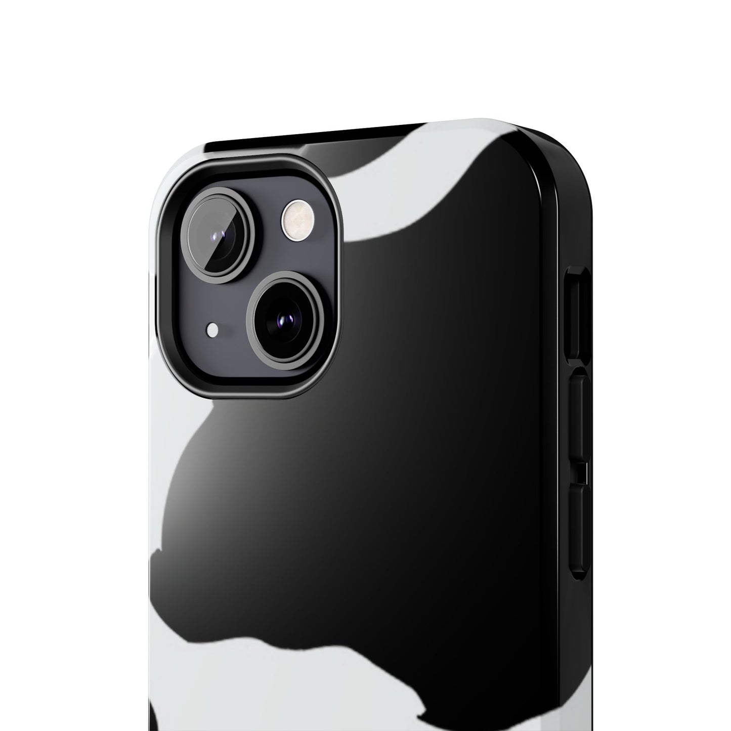 Bold Black and White Cow Print Tough iPhone Case – Modern Animal Pattern with Dual-Layer Protection