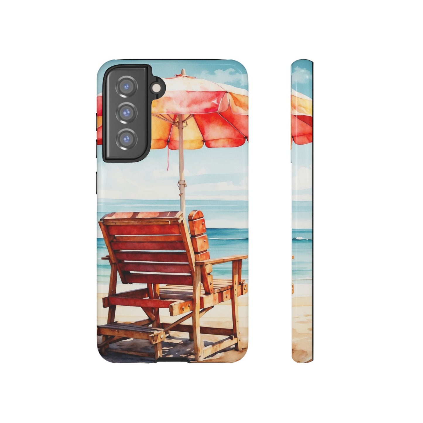 Beachfront Sunset Lounge Samsung Galaxy Case – Vibrant Watercolor Design