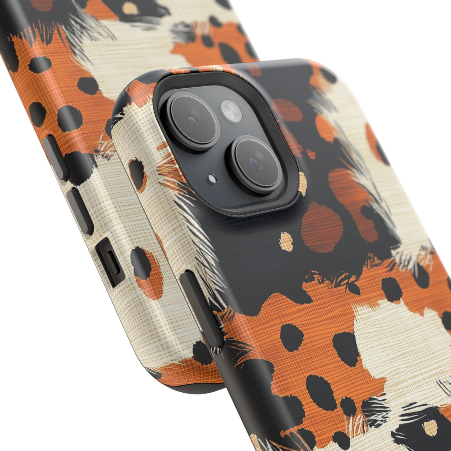 MagSafe iPhone Case: Cheetah Plaid – Brown & Black Pattern