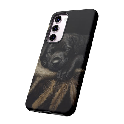 Adorable Black Labrador Puppy on Feathers Samsung Galaxy Case