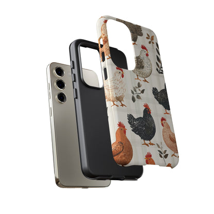 Samsung Galaxy Case: Vintage Chicken & Leaves – Farmhouse Style Case