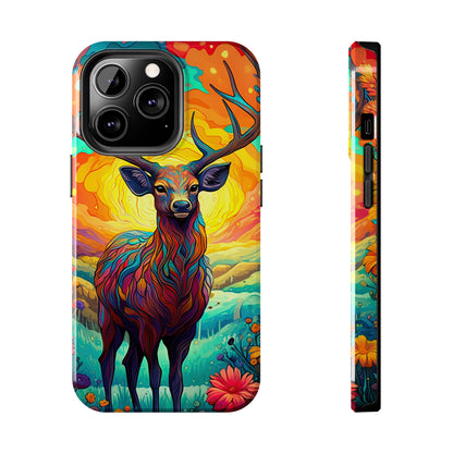 Vibrant Stag in Bloom – iPhone Case