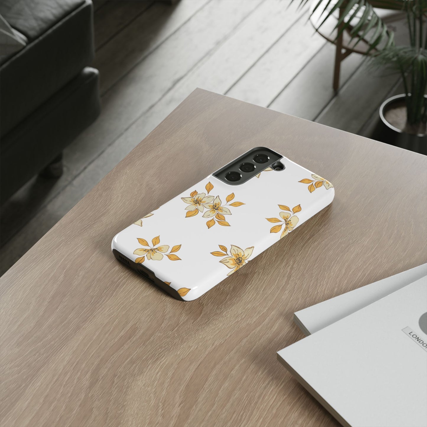 Delicate Yellow Blossom Samsung Galaxy Case – Minimalist Floral Design with Matte Finish