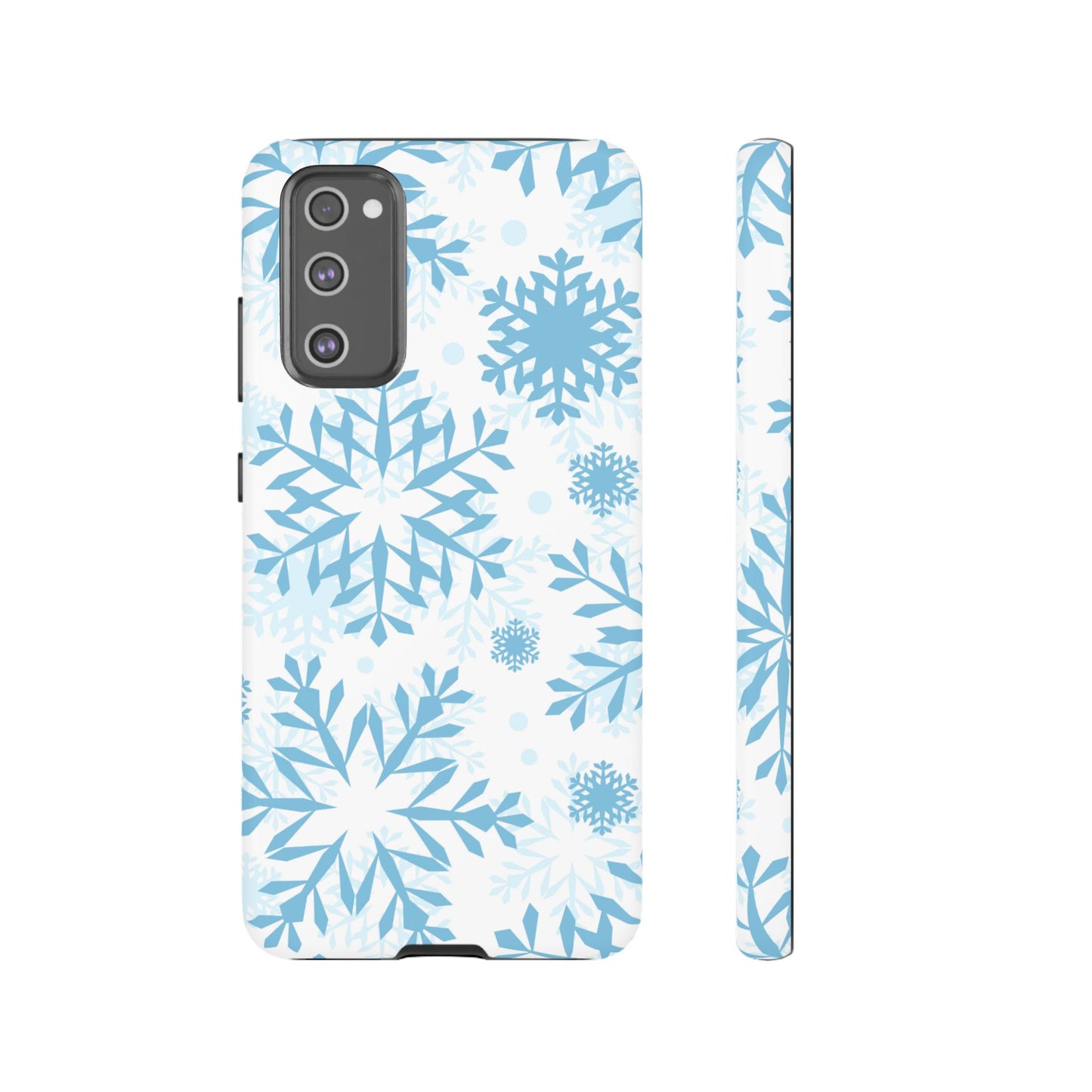 Frosty Blue Snowflakes Samsung Galaxy Case – Shockproof, Smooth Matte Finish, Dual-Layer Design