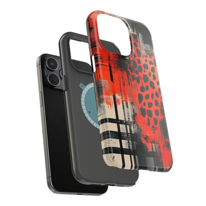 MagSafe iPhone Case: Cheetah Plaid – Red & Black Pattern