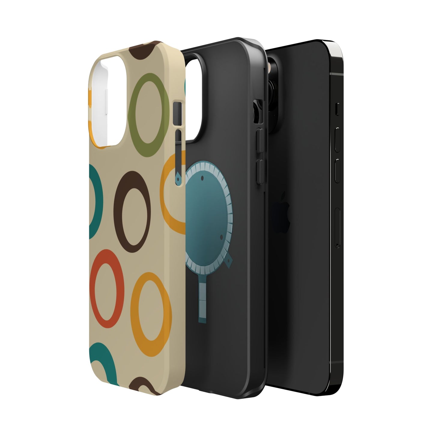 Retro Colorful Rings MagSafe iPhone Case – Shockproof, Matte Finish, Dual-Layer Protection