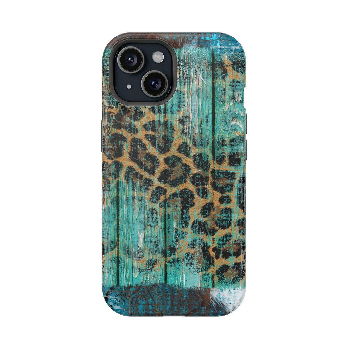 Turquoise Rustic Leopard Wood - MagSafe  iPhone Series Case