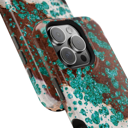 Teal Glitter Cowhide - MagSafe iPhone Series Case