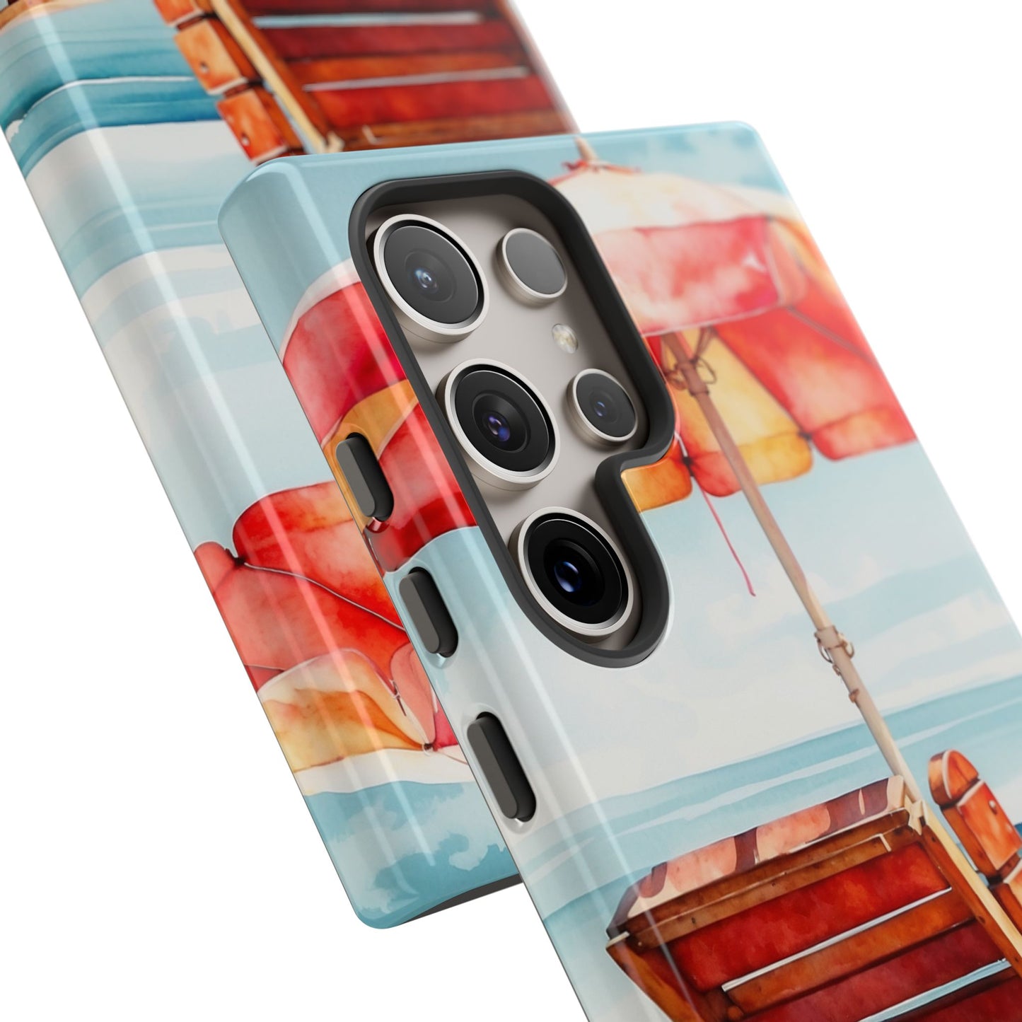 Beachfront Sunset Lounge Samsung Galaxy Case – Vibrant Watercolor Design